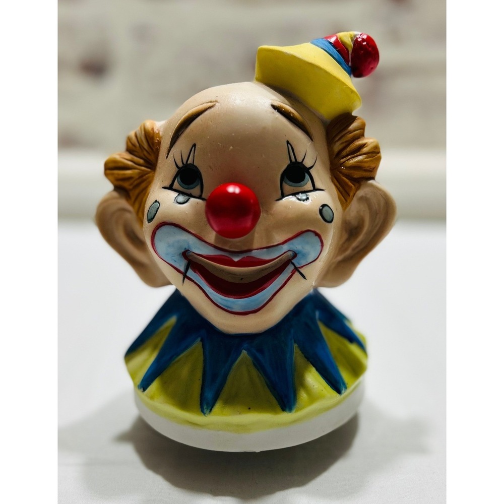Vintage UCGC Ceramic Clown Head Rotating Musical Figurine Taiwan